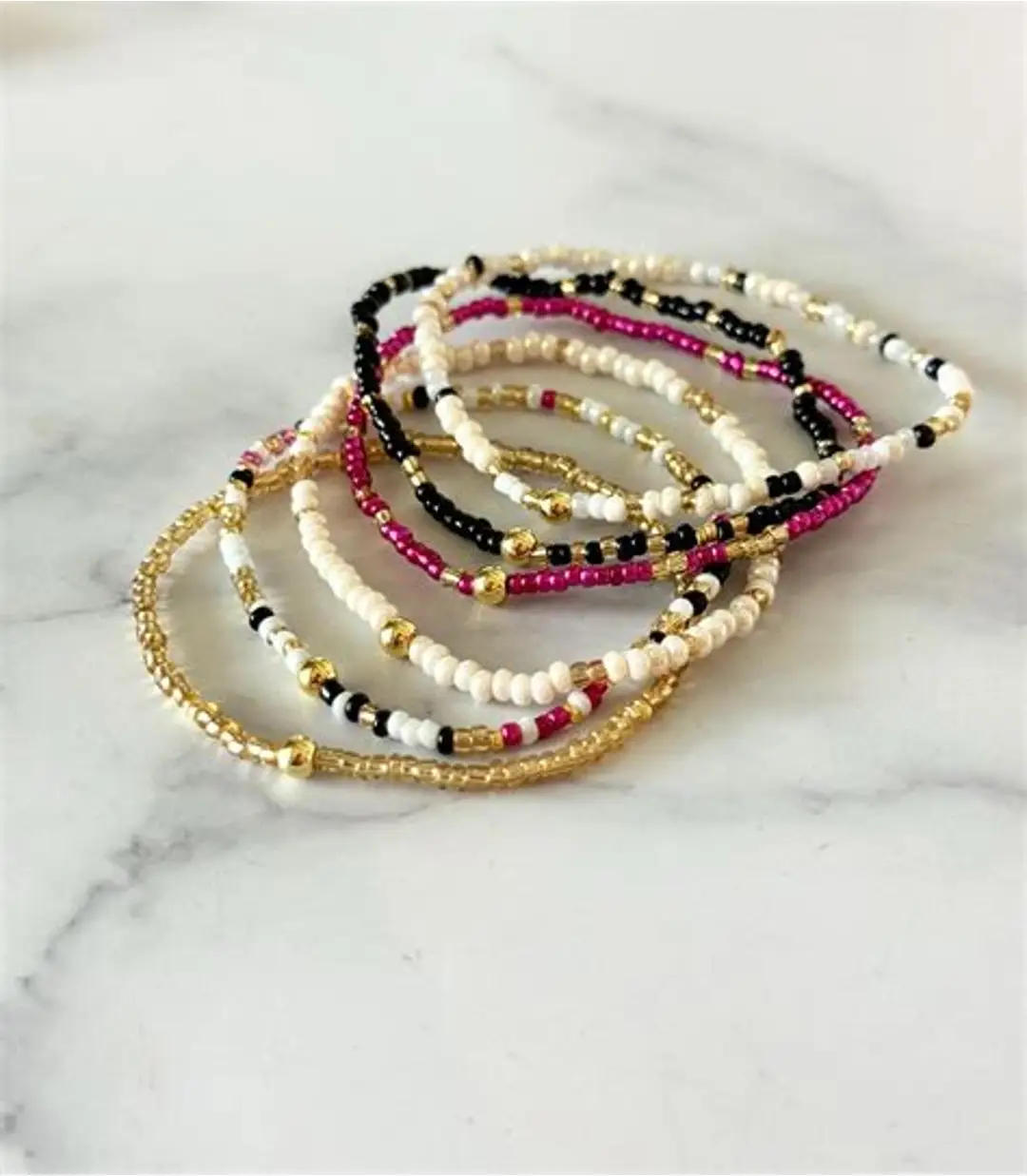 Handmade Minimalist Seed Bead Layering Bracelet Stack – 4-Piece & 8-Piece Set - Image 2