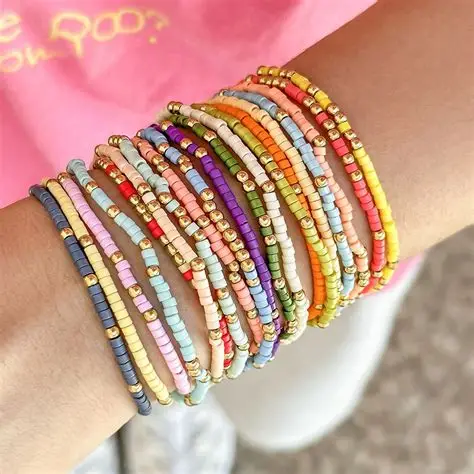 Handmade Minimalist Seed Bead Layering Bracelet Stack – 4-Piece & 8-Piece Set - Image 3