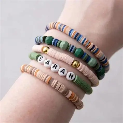 Customized Name Multi Heishi Clay Beaded Bracelets-Personalized Aesthetic Collection - Image 2