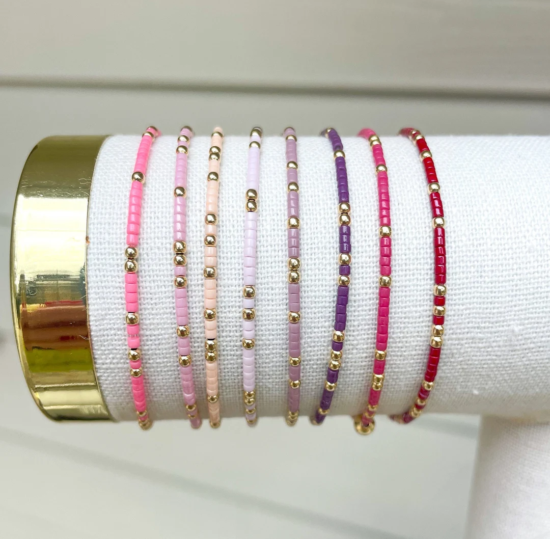 Handmade Minimalist Seed Bead Layering Bracelet Stack – 4-Piece & 8-Piece Set - Image 4